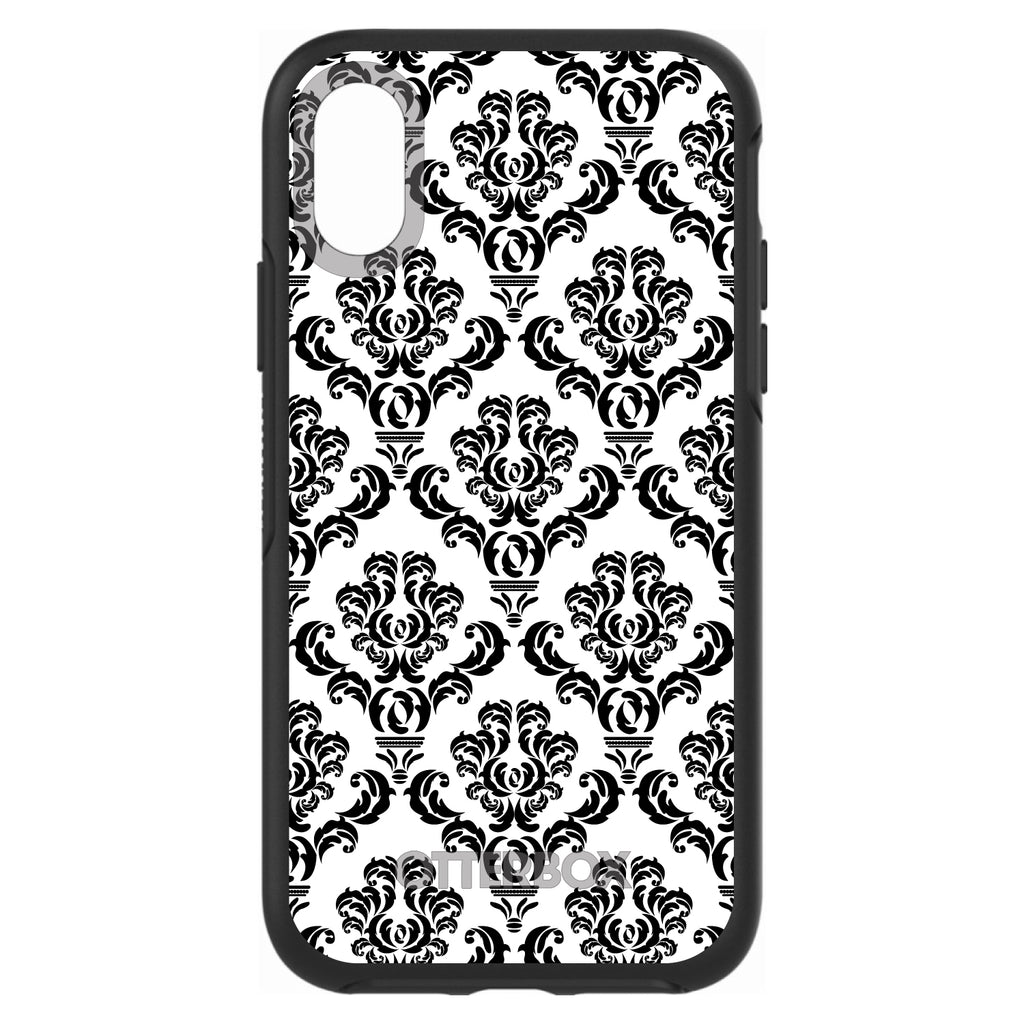 White Black Damask Pattern OtterBox Symmetry Case for iPhone & Galaxy, view 4