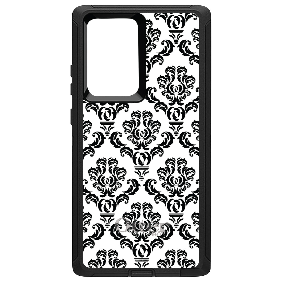 White Black Damask Pattern OtterBox Defender Case for iPhone & Galaxy, view 10