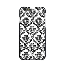 DistinctInk® Hard Plastic Snap-On Case for Apple iPhone or Samsung Galaxy - White Black Damask Pattern