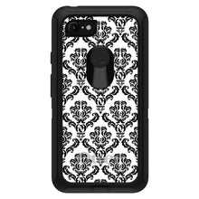DistinctInk™ OtterBox Defender Series Case for Apple iPhone / Samsung Galaxy / Google Pixel - White Black Damask Pattern