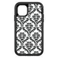 White Black Damask Pattern OtterBox Defender Case for iPhone & Galaxy, view 2