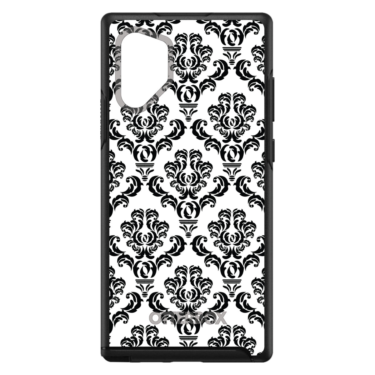 White Black Damask Pattern OtterBox Symmetry Case for iPhone & Galaxy, view 12