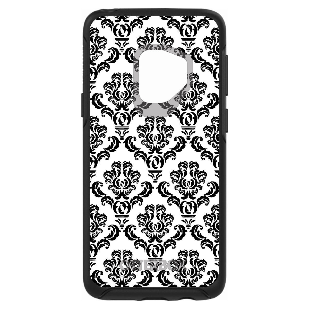 White Black Damask Pattern OtterBox Symmetry Case for iPhone & Galaxy, view 8