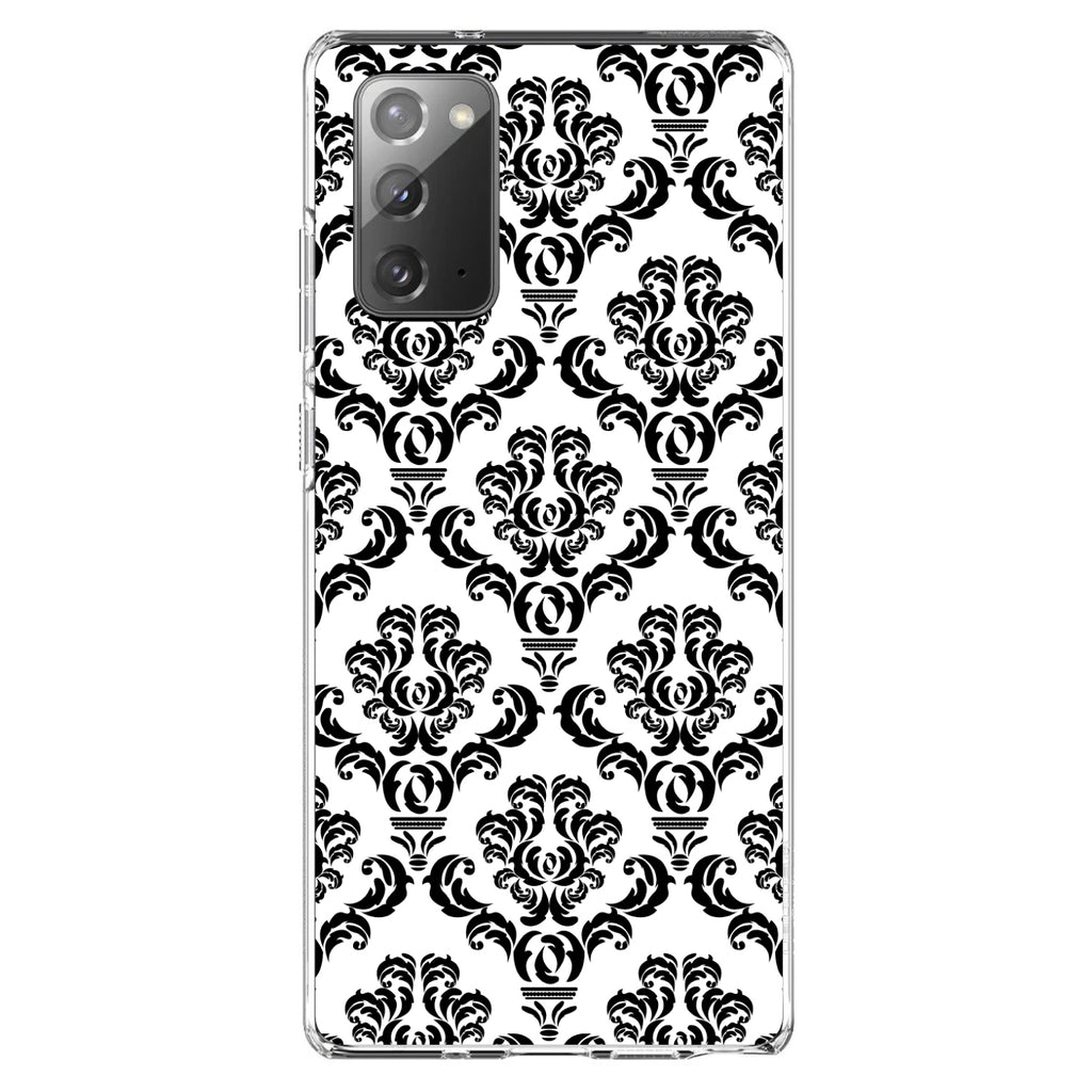 White Black Damask Pattern Clear Shockproof iPhone Case, view 8