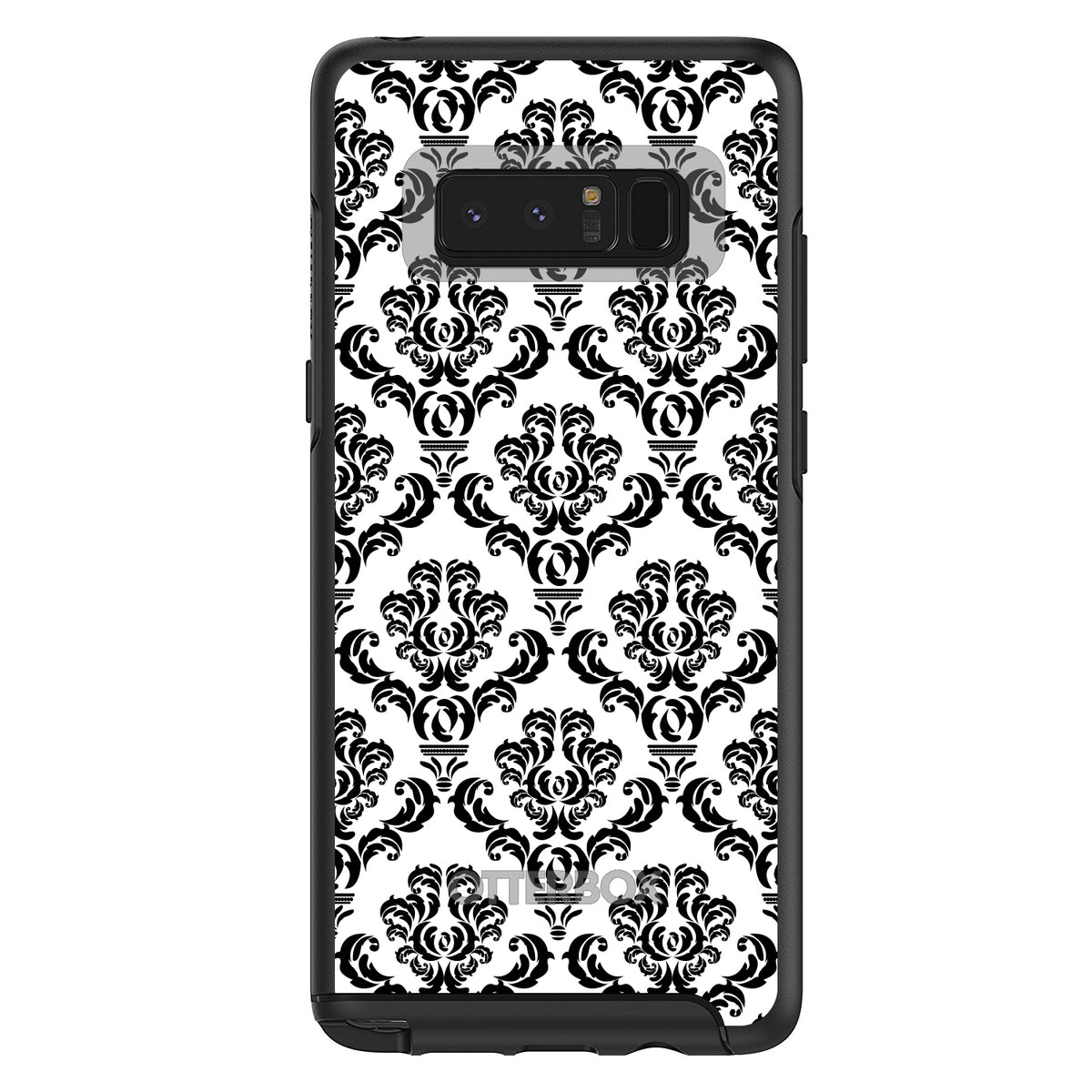 White Black Damask Pattern OtterBox Symmetry Case for iPhone & Galaxy, view 14