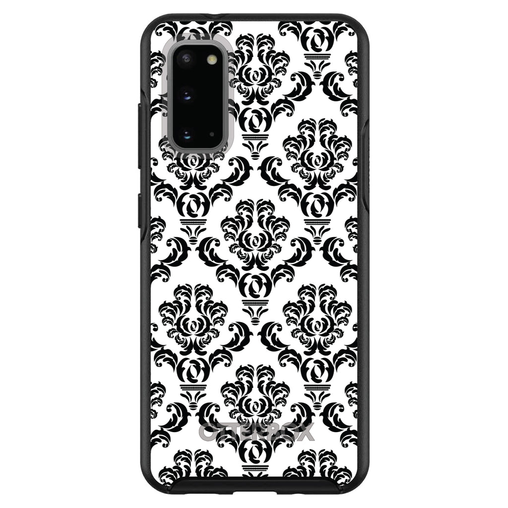 White Black Damask Pattern OtterBox Symmetry Case for iPhone & Galaxy, view 5