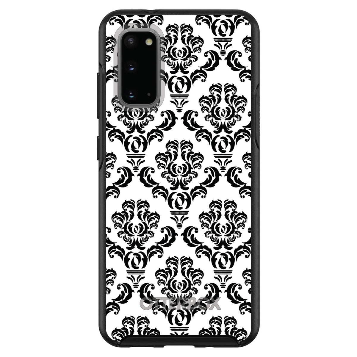 White Black Damask Pattern OtterBox Symmetry Case for iPhone & Galaxy, view 5