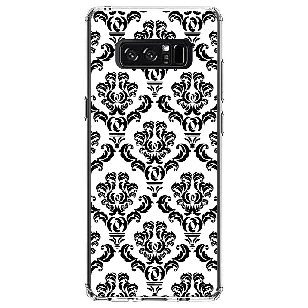 White Black Damask Pattern Clear Shockproof iPhone Case, view 12