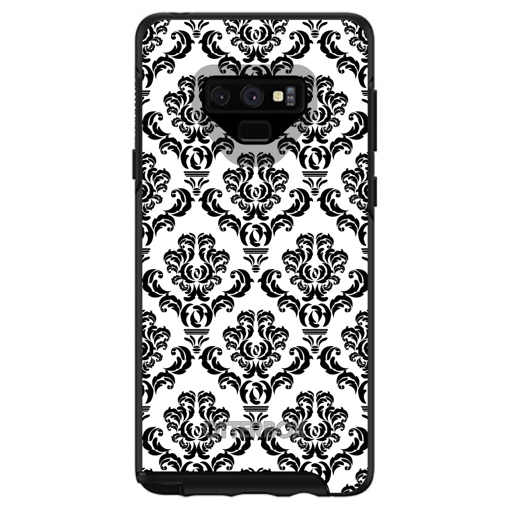 White Black Damask Pattern OtterBox Symmetry Case for iPhone & Galaxy, view 13