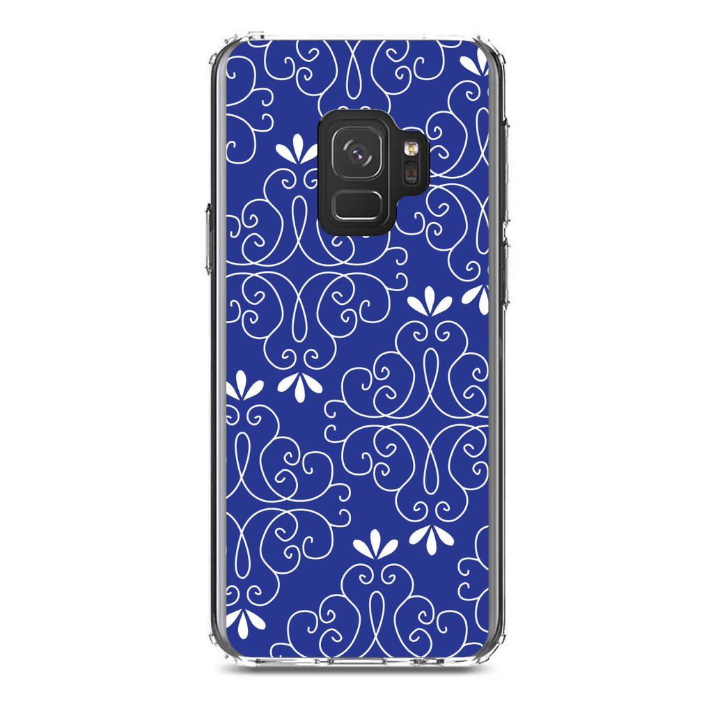 Dark Blue White Floral Clear Shockproof iPhone Case, view 19