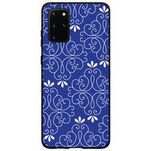 DistinctInk® Hard Plastic Snap-On Case for Apple iPhone or Samsung Galaxy - Dark Blue White Floral