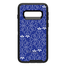 DistinctInk™ OtterBox Defender Series Case for Apple iPhone / Samsung Galaxy / Google Pixel - Dark Blue White Floral