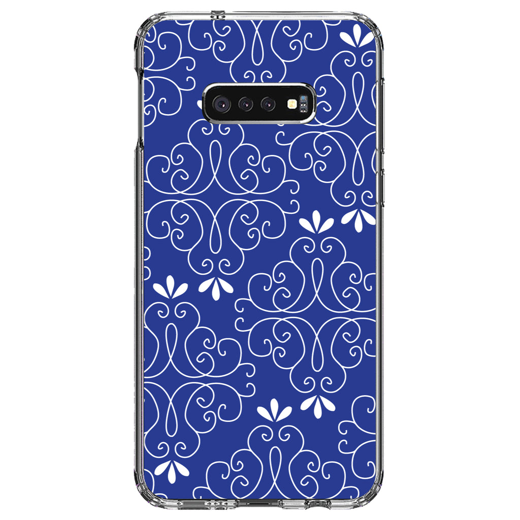 Dark Blue White Floral Clear Shockproof iPhone Case, view 18