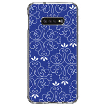 DistinctInk® Clear Shockproof Hybrid Case for Apple iPhone / Samsung Galaxy / Google Pixel - Dark Blue White Floral