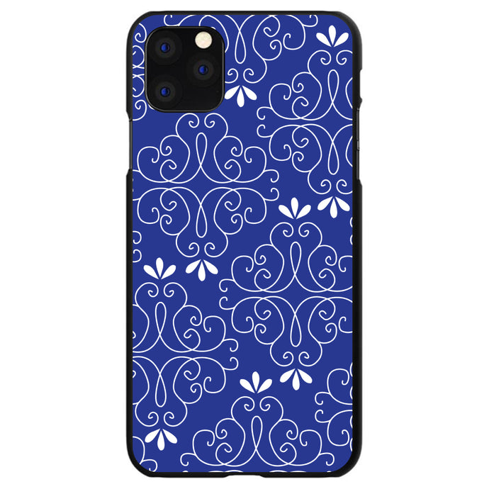 DistinctInk® Hard Plastic Snap-On Case for Apple iPhone or Samsung Galaxy - Dark Blue White Floral
