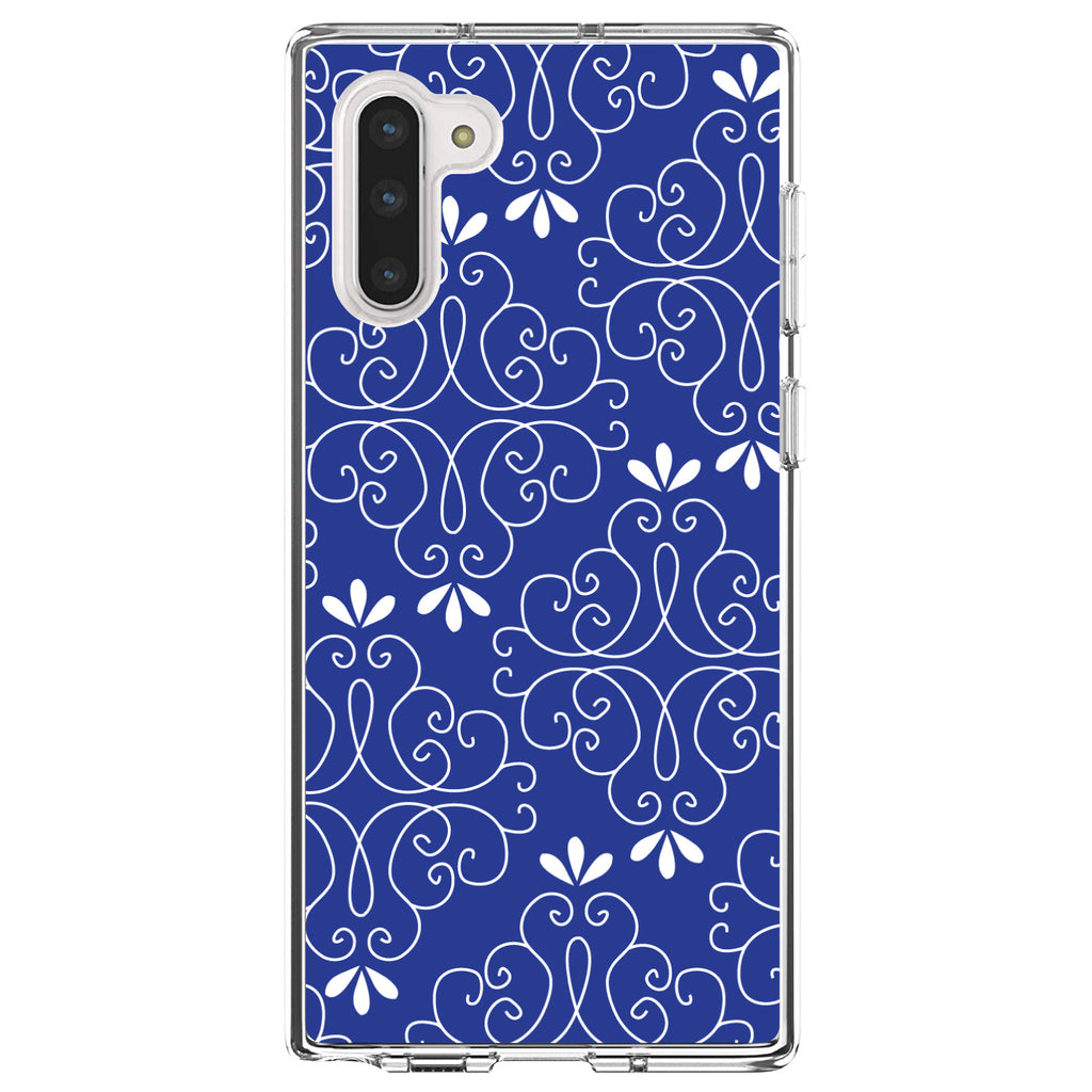 Dark Blue White Floral Clear Shockproof iPhone Case, view 9