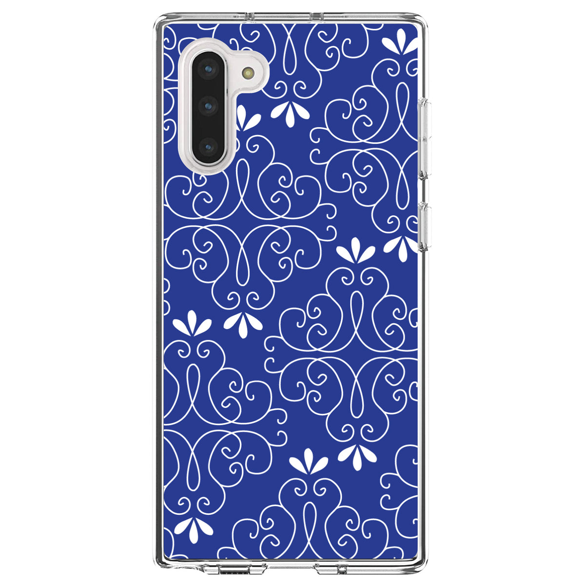 Dark Blue White Floral Clear Shockproof iPhone Case, view 9