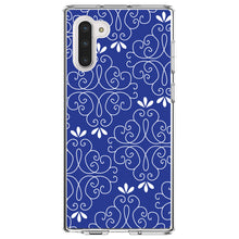 DistinctInk® Clear Shockproof Hybrid Case for Apple iPhone / Samsung Galaxy / Google Pixel - Dark Blue White Floral