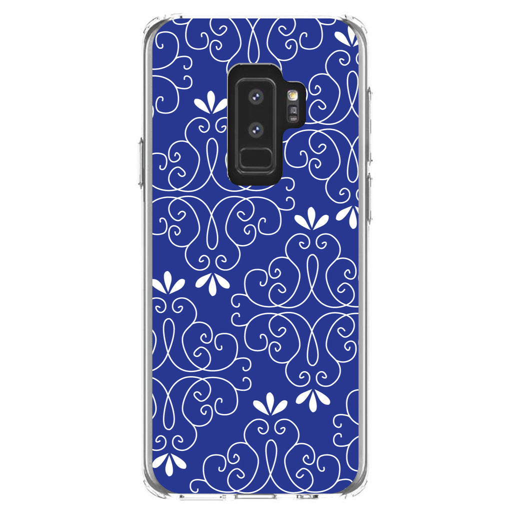 Dark Blue White Floral Clear Shockproof iPhone Case, view 20
