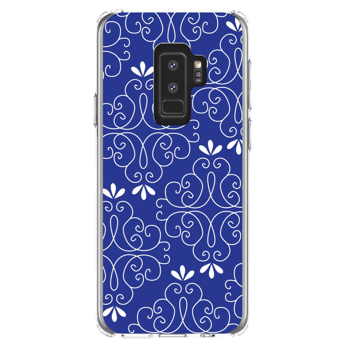 Dark Blue White Floral Clear Shockproof iPhone Case, view 20