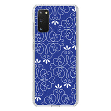 DistinctInk® Clear Shockproof Hybrid Case for Apple iPhone / Samsung Galaxy / Google Pixel - Dark Blue White Floral