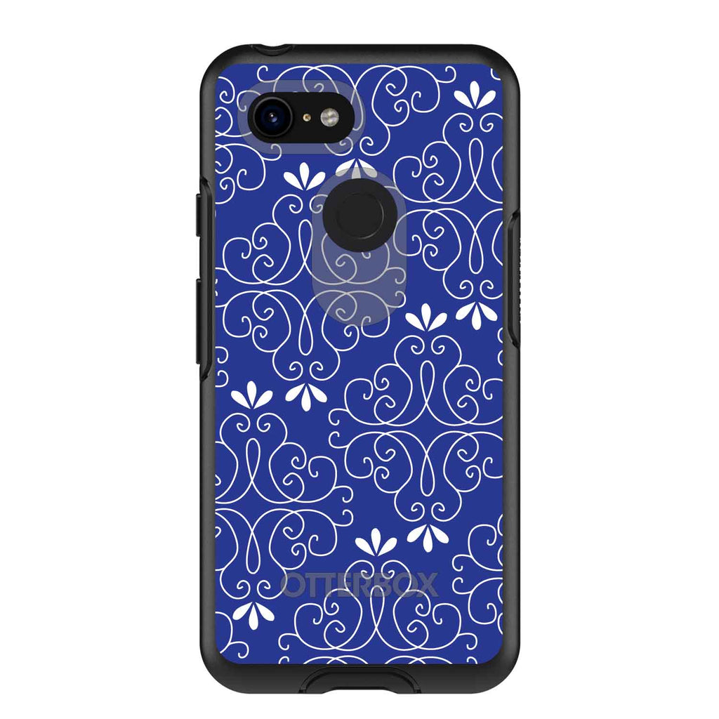 Dark Blue White Floral OtterBox Symmetry Case for iPhone & Galaxy, view 15