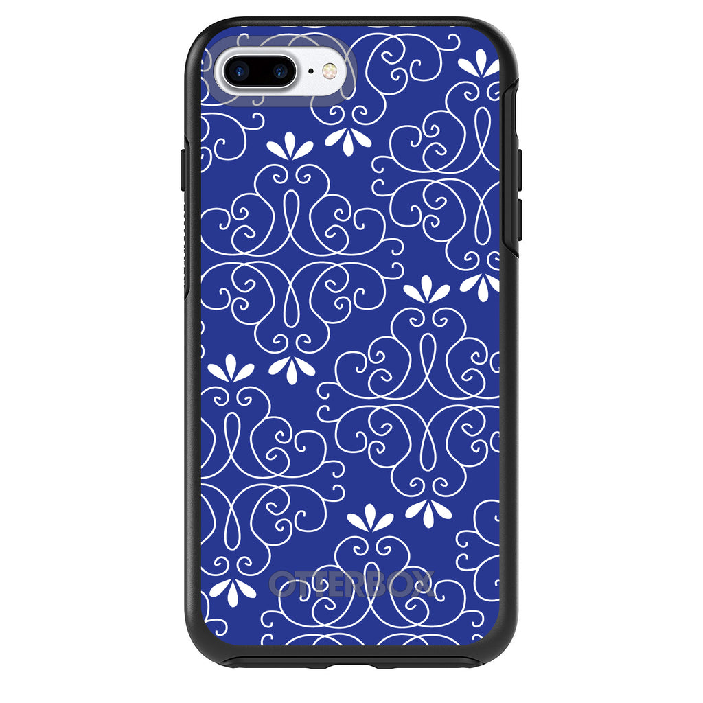 Dark Blue White Floral OtterBox Symmetry Case for iPhone & Galaxy, view 2