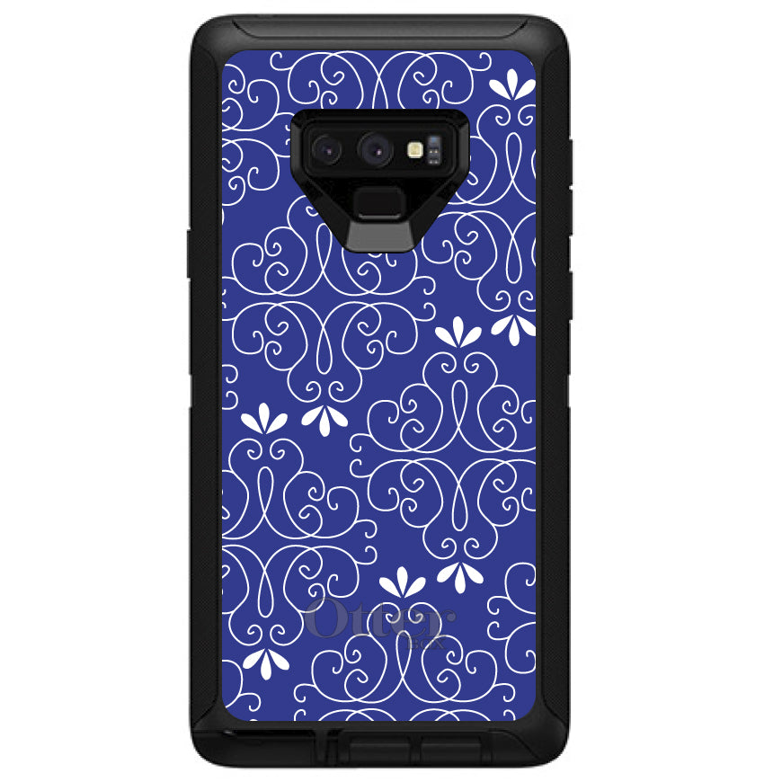 Dark Blue White Floral OtterBox Defender Case for iPhone & Galaxy, view 16