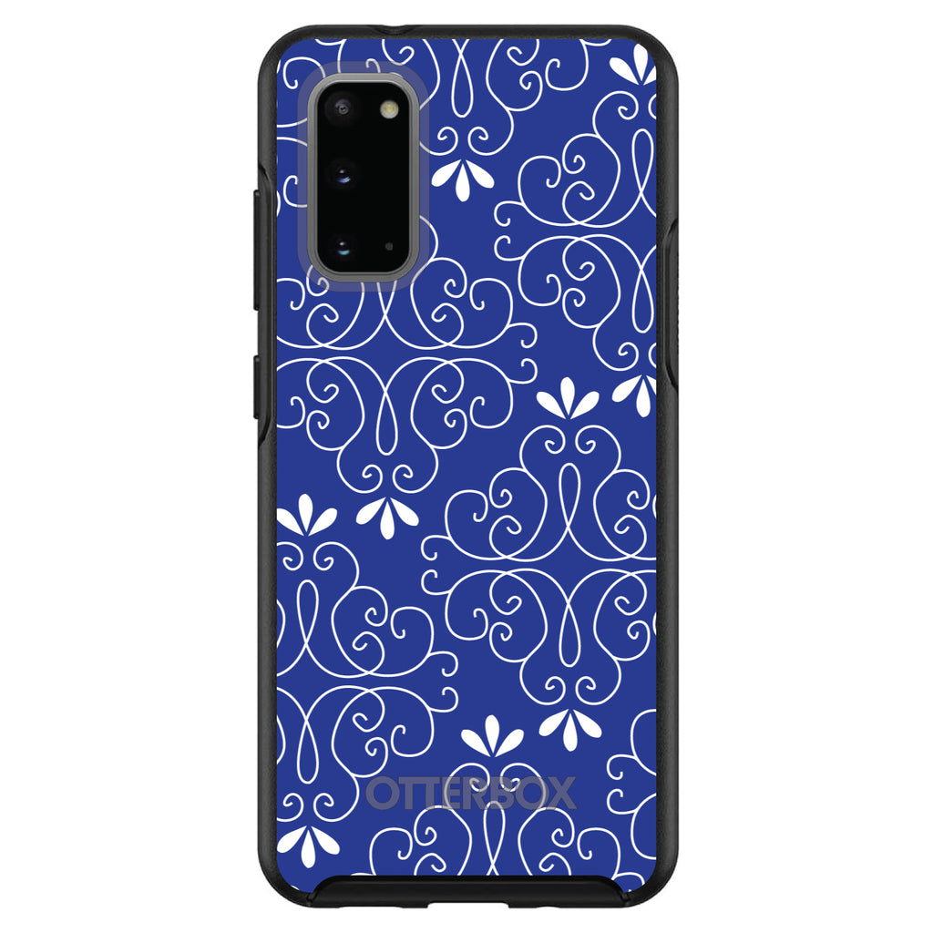 Dark Blue White Floral OtterBox Symmetry Case for iPhone & Galaxy, view 5