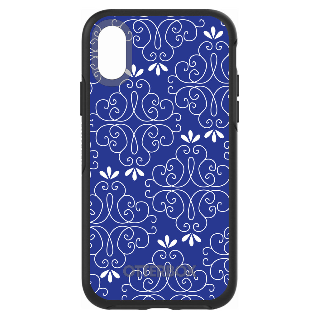 Dark Blue White Floral OtterBox Symmetry Case for iPhone & Galaxy, view 4