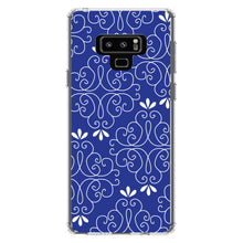 DistinctInk® Clear Shockproof Hybrid Case for Apple iPhone / Samsung Galaxy / Google Pixel - Dark Blue White Floral