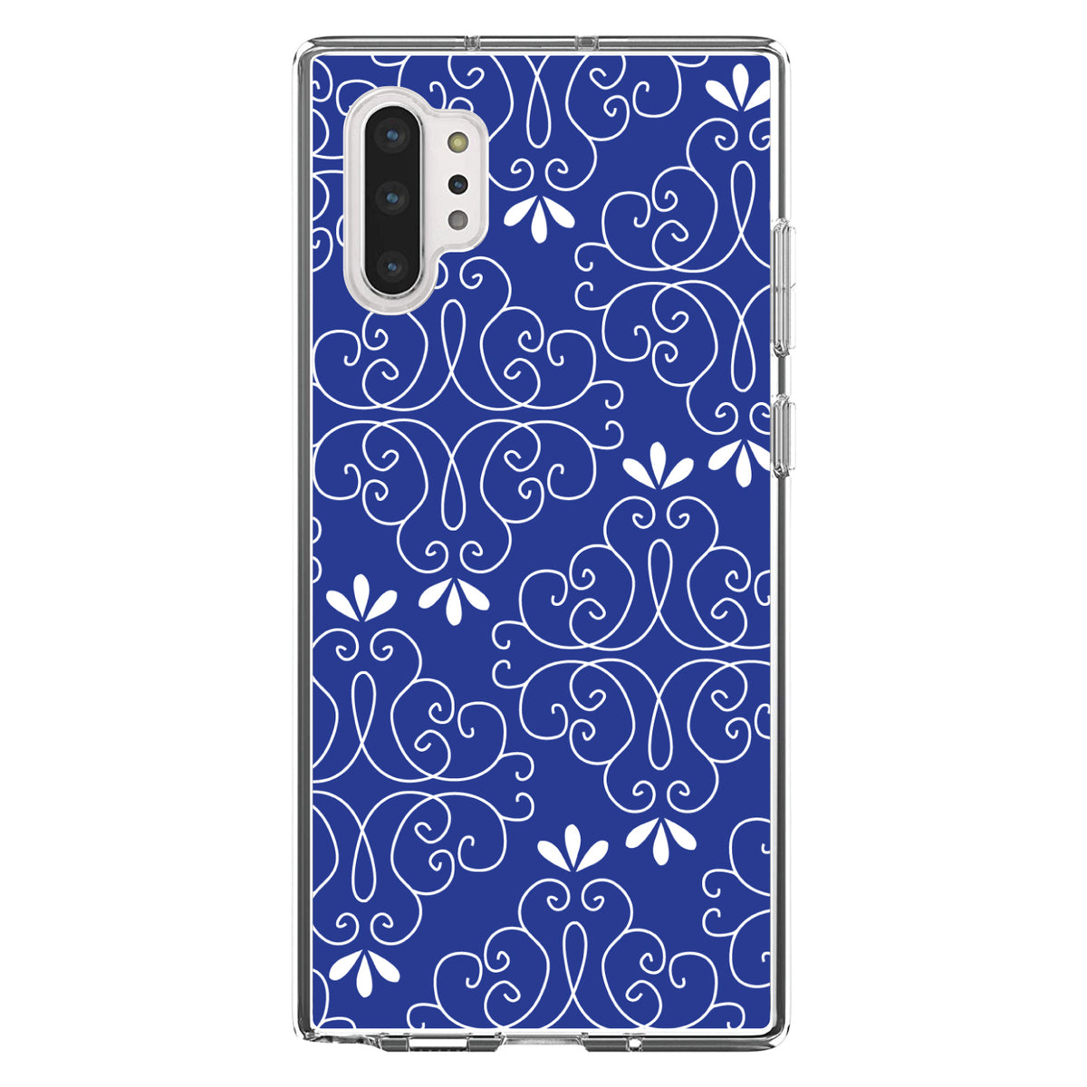 Dark Blue White Floral Clear Shockproof iPhone Case, view 10