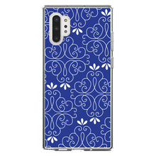 DistinctInk® Clear Shockproof Hybrid Case for Apple iPhone / Samsung Galaxy / Google Pixel - Dark Blue White Floral