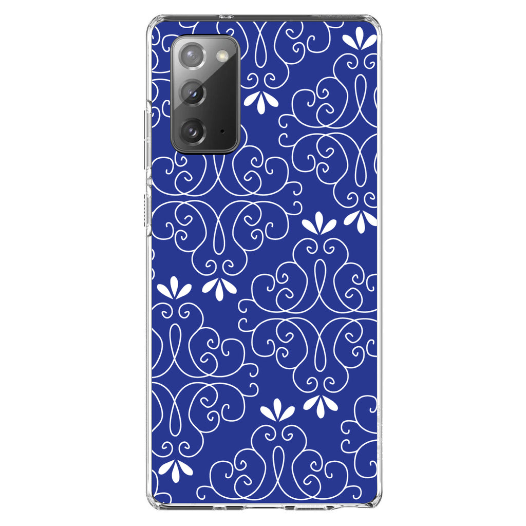 Dark Blue White Floral Clear Shockproof iPhone Case, view 8