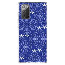 DistinctInk® Clear Shockproof Hybrid Case for Apple iPhone / Samsung Galaxy / Google Pixel - Dark Blue White Floral