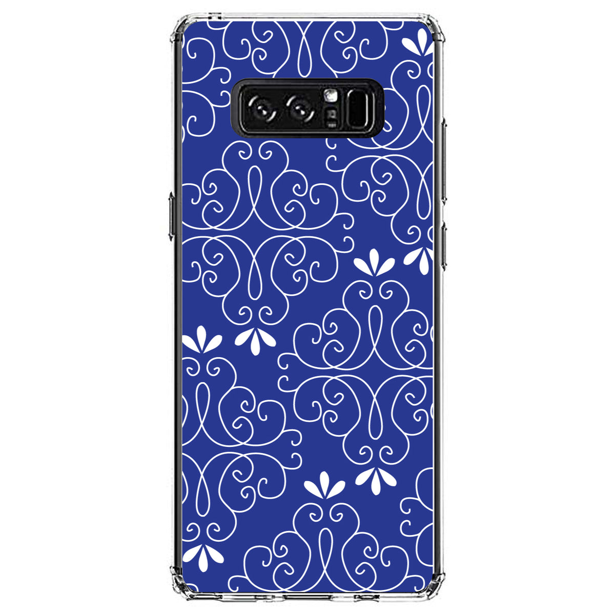 Dark Blue White Floral Clear Shockproof iPhone Case, view 12