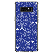 DistinctInk® Clear Shockproof Hybrid Case for Apple iPhone / Samsung Galaxy / Google Pixel - Dark Blue White Floral