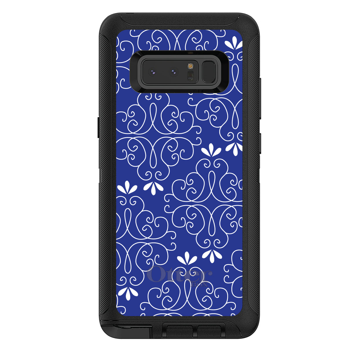 Dark Blue White Floral OtterBox Defender Case for iPhone & Galaxy, view 17