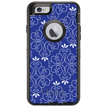 DistinctInk™ OtterBox Defender Series Case for Apple iPhone / Samsung Galaxy / Google Pixel - Dark Blue White Floral