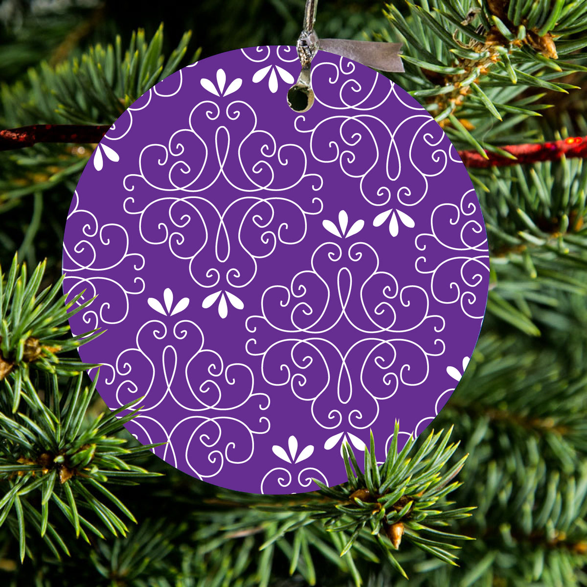 Purple White Floral Ceramic Ornament, view 2