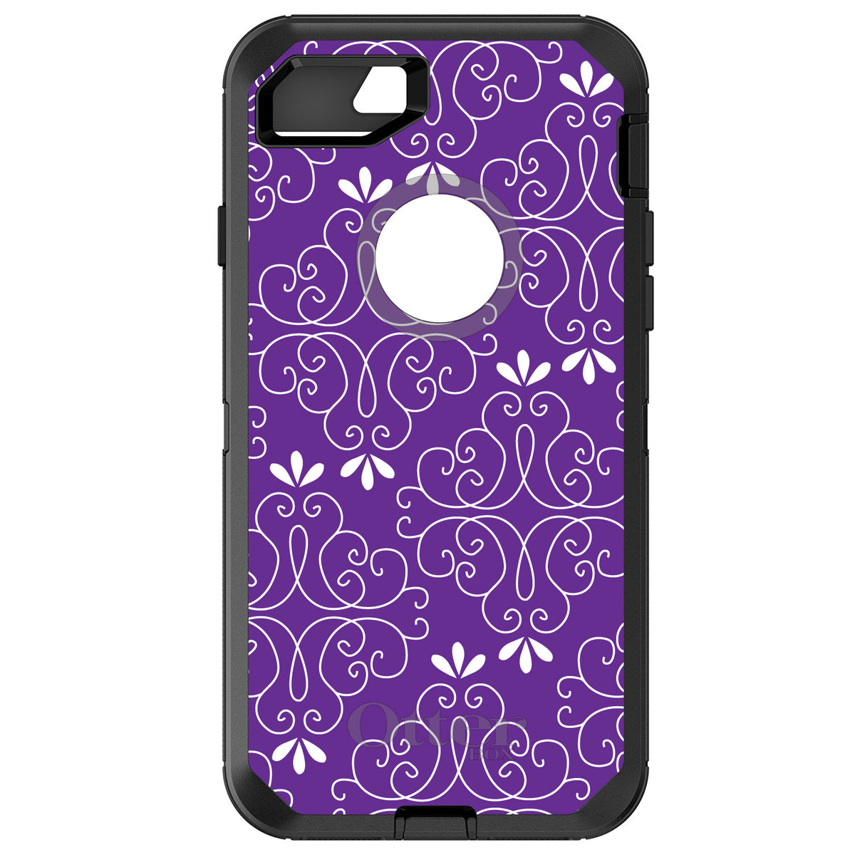 Purple White Floral OtterBox Defender Case for iPhone & Galaxy