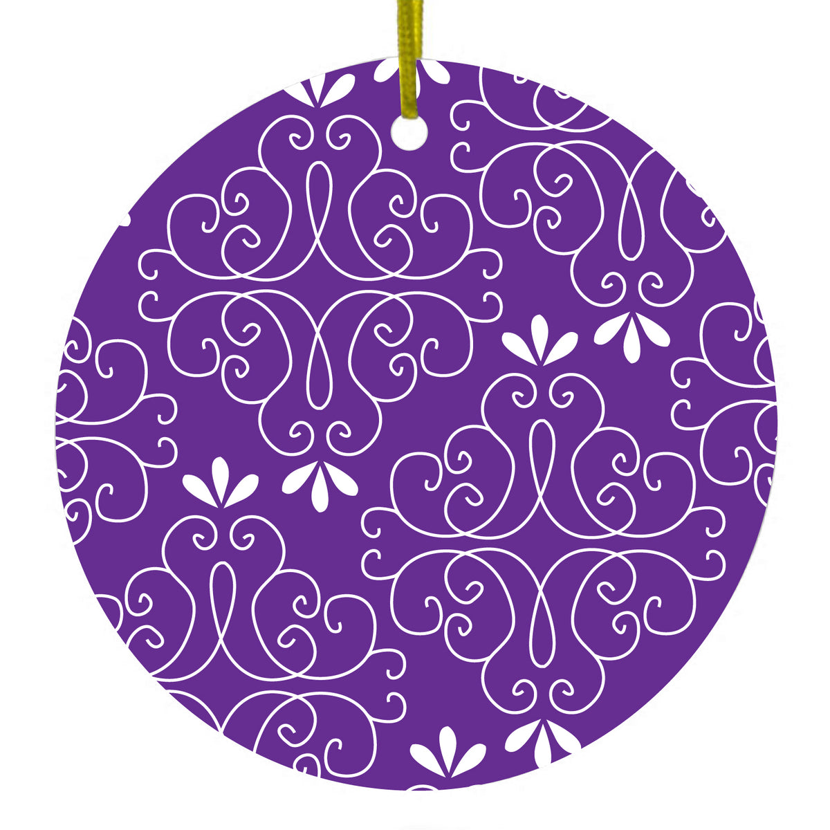 Purple White Floral Ceramic Ornament