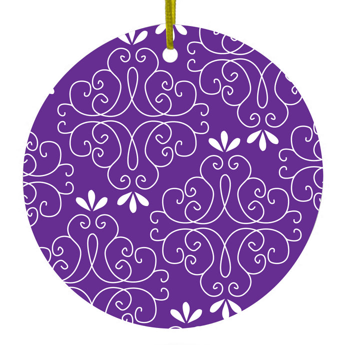 Purple White Floral Ceramic Ornament
