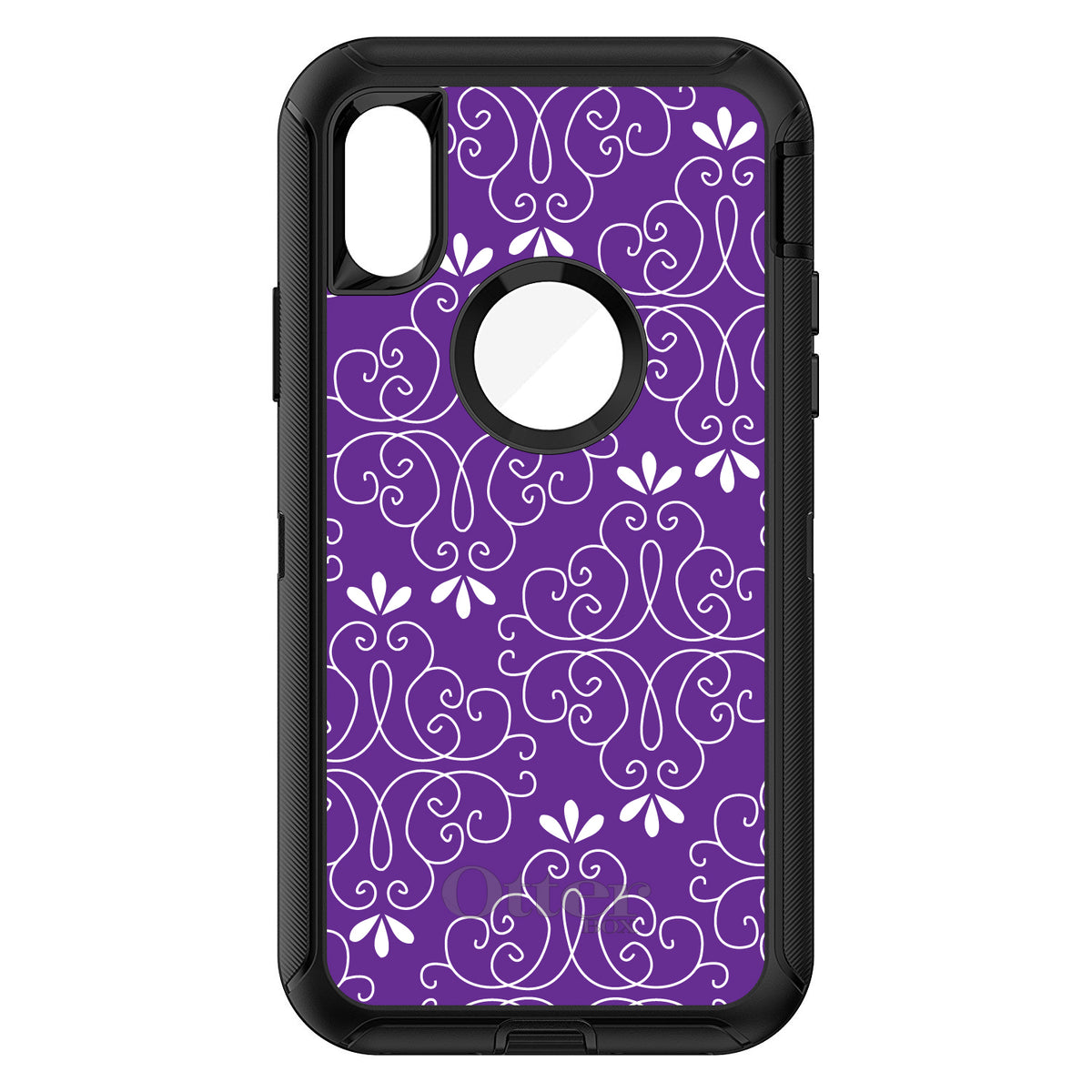 Purple White Floral OtterBox Defender Case for iPhone & Galaxy, view 3