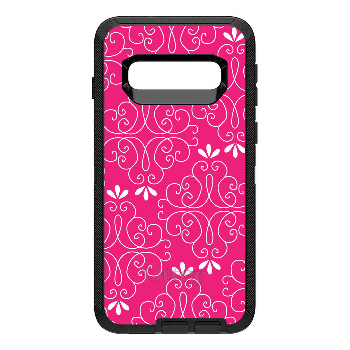 Neon Pink White Floral OtterBox Defender Case for iPhone & Galaxy, view 9