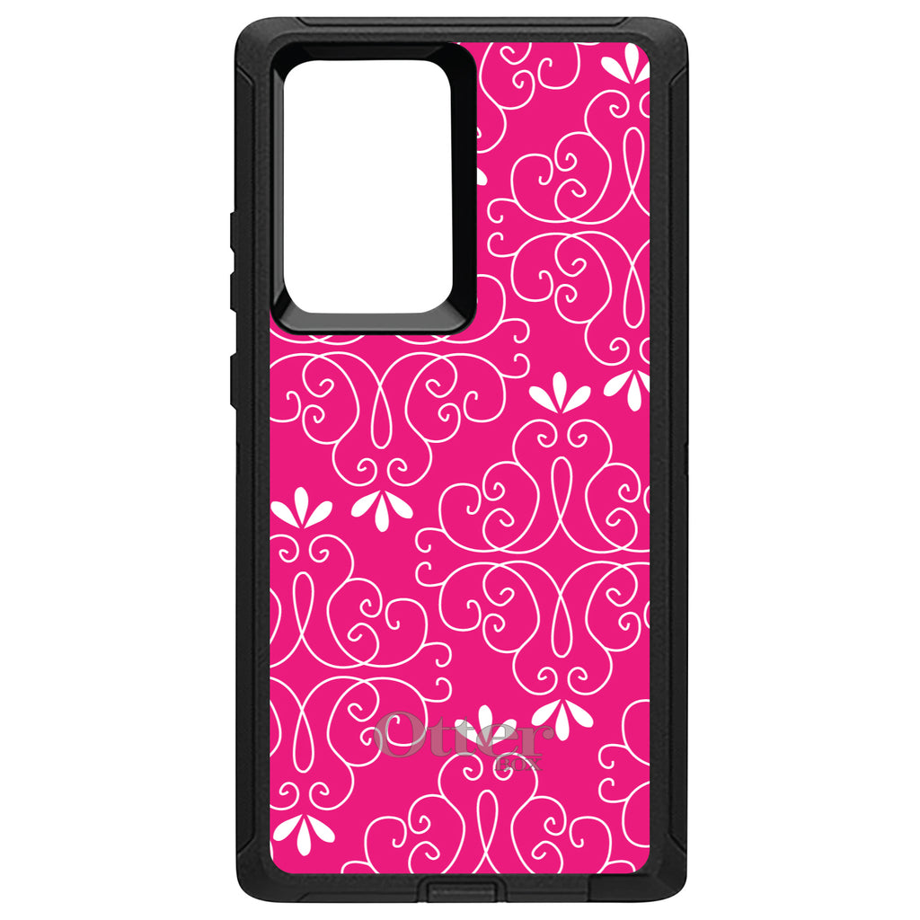 Neon Pink White Floral OtterBox Defender Case for iPhone & Galaxy, view 13