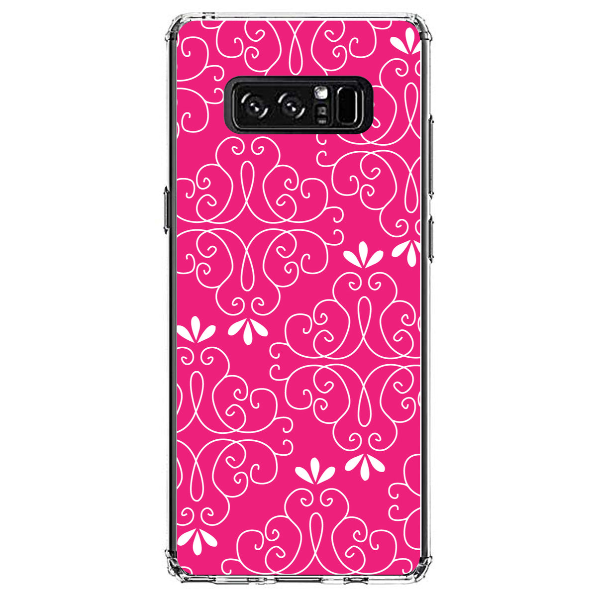 Neon Pink White Floral Clear Shockproof iPhone Case, view 12