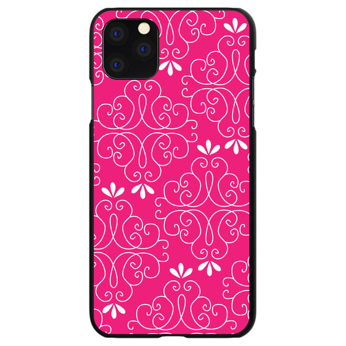 DistinctInk® Hard Plastic Snap-On Case for Apple iPhone or Samsung Galaxy - Neon Pink White Floral