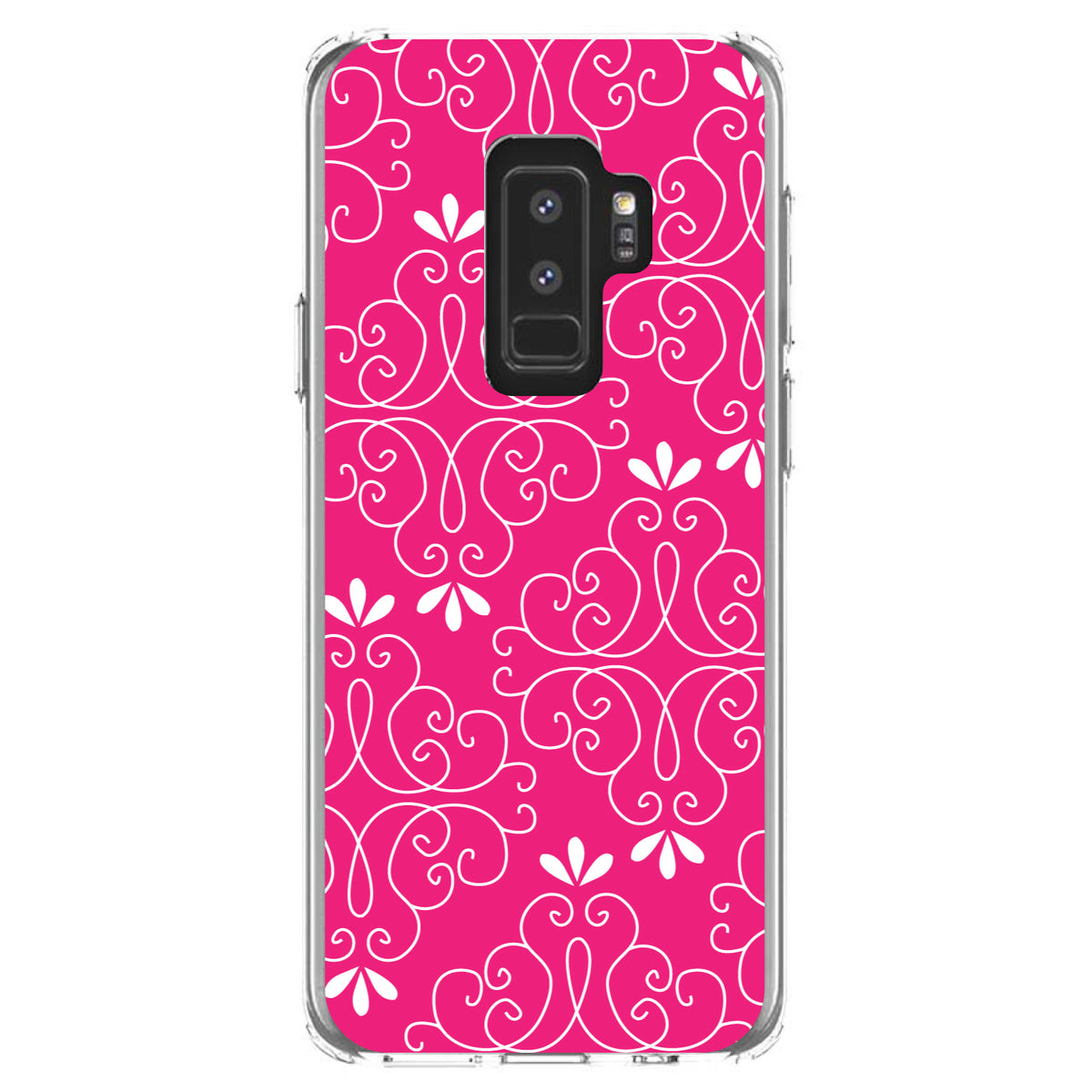 Neon Pink White Floral Clear Shockproof iPhone Case, view 20