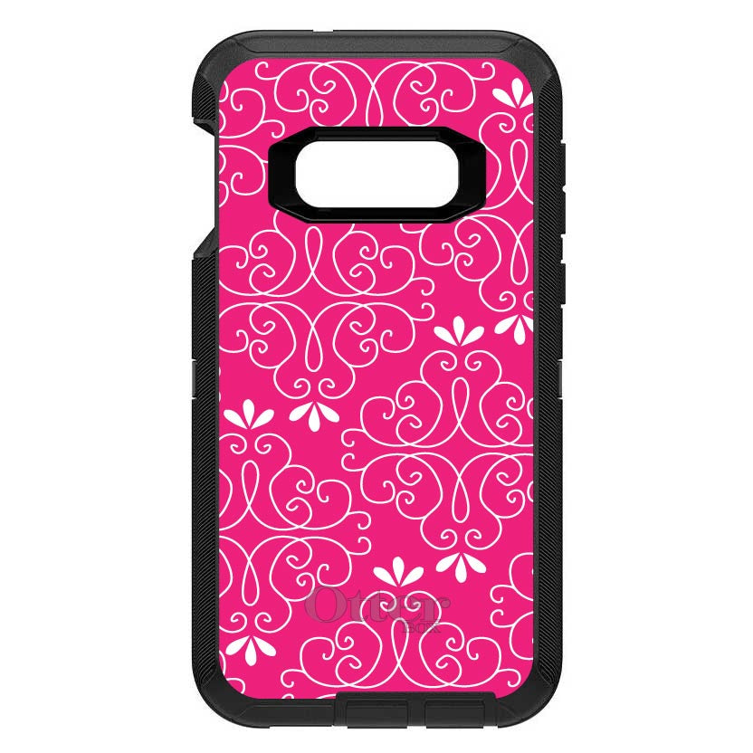 Neon Pink White Floral OtterBox Defender Case for iPhone & Galaxy, view 10